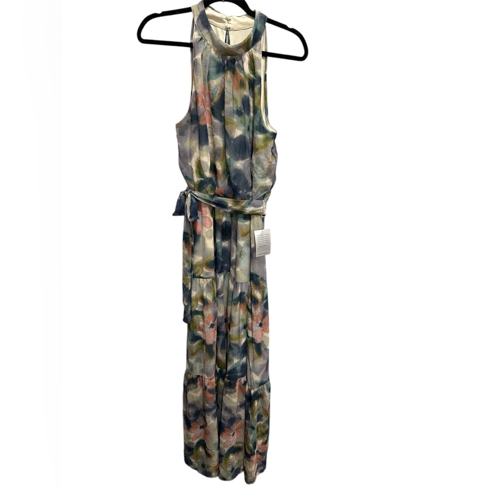NWT Julia Jordan Green Watercolor Floral Crinkle Maxi Dress – Size 10 – Elegant - Picture 5 of 9